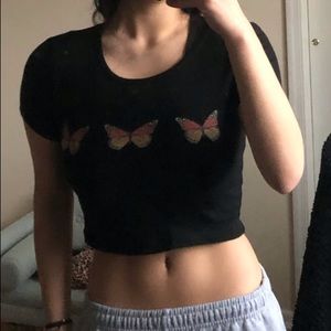 Cropped butterfly top